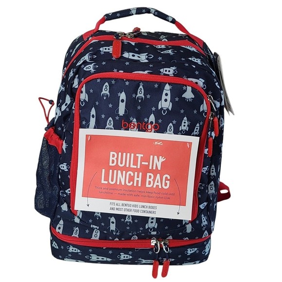 Bentgo Kids Prints 2-in-1 Backpack Lunch Bag Insulated Space Rockets School - Picture 7 of 14